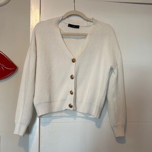 Women's White Cardigan Sweater